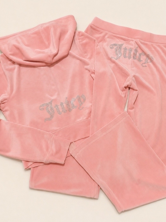 Juicy Couture Pants - Juicy Couture Strawberry Ice Velour Zip Up Hoodie & Pants Set - M